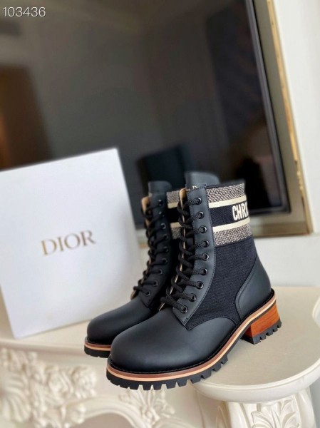 Dior, D-Major Ankle Boot Μαύρο Τεχνικό Ύφασμα, Δέρμα Μοσχαριού