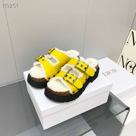 Dior Diorquake Σανδάλια Shearling Κίτρινο