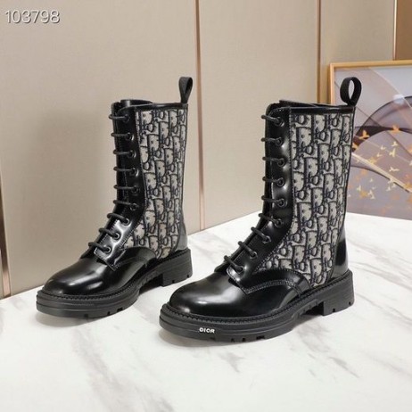 Dior Explorer Ankle Boot Dior Πλάγια Jacquard Μαύρο Δέρμα Μοσχαριού