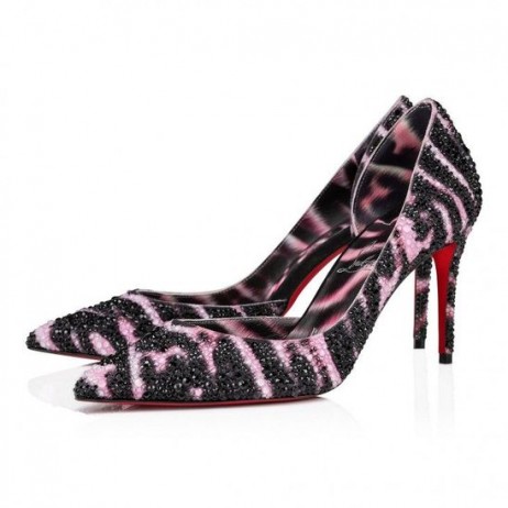Christian Louboutin Iriza Strass Quagga 85 Mm Αντλίες Veau Velours Και Strass Quagga Πολύχρωμος