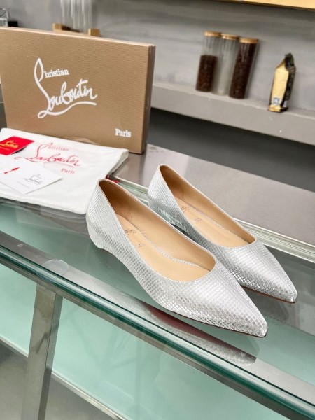 Christian Louboutin Κέιτ Μπαλαρίνες Πούλιες Ύφασμα Silver
