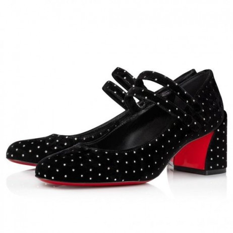 Christian Louboutin Miss Jane Δαμάσκηνο Strass 55 mm Black Christian Louboutin Παπούτσια