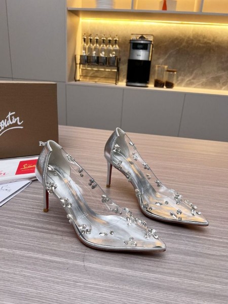 Christian Louboutin Degraqueen Αντλία 85Mm Αντλίες Pvc Nappa Ασημί Παπούτσια CL