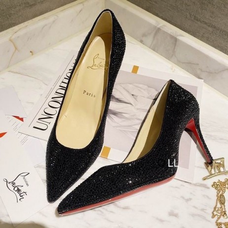 Christian Louboutin Pigalle Follies Αντλίες 100mm Κρύσταλλο στολισμένη Μαύρο