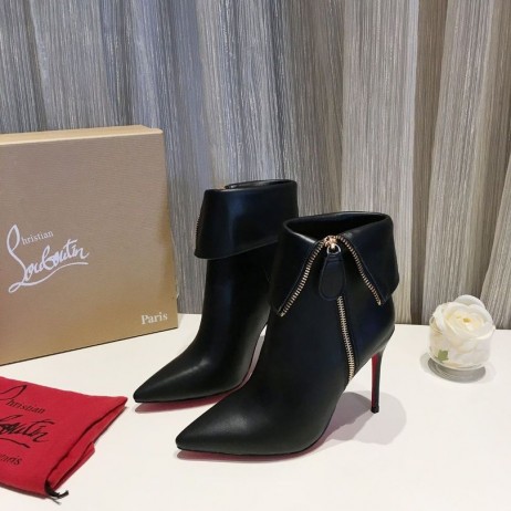 Christian Louboutin Γυναίκες Φερμουάρ Αστράγαλο Μπότες 100mm Μαύρο δέρμα μοσχαριού