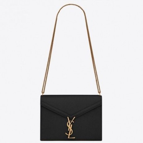 Saint Laurent Κασσάνδρα Κούμπωμα Τσάντα Μαύρο Κόκκους Δέρμα Saint Laurent Τσάντες
