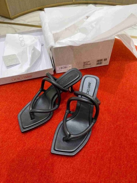 Jimmy Choo 70 Μουλάρια Διαφάνειες Δερμάτινο Λουράκι Μαύρο
