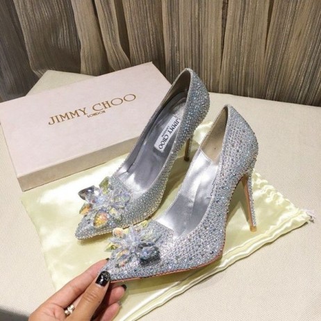 Jimmy Choo Cristais Σταχτοπούτα 105mm Αντλίες Ασήμι