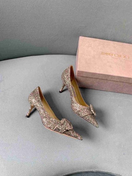 Jimmy Choo Saresa 65 Καφέ Δερμάτινες Γόβες Διακοσμητικό Κρύσταλλο