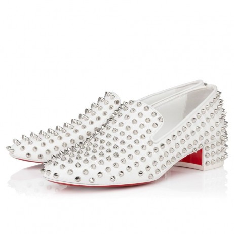Christian Louboutin Spikeasy 30 mm Γυναίκες Μοκασίνια Δέρμα Nappa Λευκό CL Παπούτσια