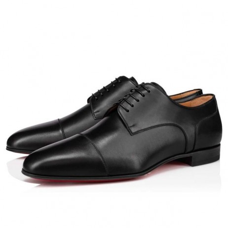 Christian Louboutin Surcity Ντέρμπι Παπούτσια Δέρματος Μόσχων Μαύρα Παπούτσια CL