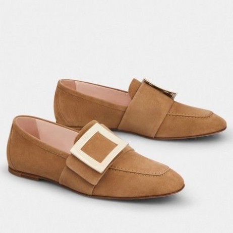 Roger Vivier Μαλακό Μέταλλο Πόρπη Παπούτσια Καφέ Σουέτ
