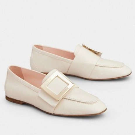 Roger Vivier Μαλακό Μέταλλο Πόρπη Παπούτσια Λευκό Δέρμα