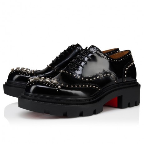 Christian Louboutin College Strass Oxfords Calf Leather And Strass Black