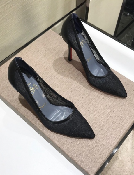 Christian Louboutin Follies 100mm Pumps Florale Lace Black