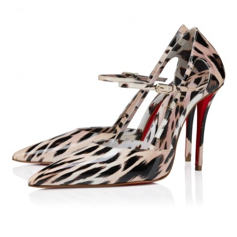 Christian Louboutin Miss Z Strap 100 Mm Mary Janes Gigi Printed Patent Calf Leather Multicolor