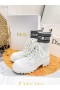 Dior, D-Major Ankle Boot Ύφασμα Δερμάτινο Λευκό