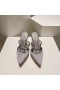 Christian Louboutin Πλανήτη Βασίλισσα 70 mm Αντλίες Σατέν Γκρι Κρύσταλλα
