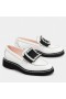 Roger Vivier Βιβ' Rangers Βελονιά Strass Παπούτσια Λευκό Δέρμα