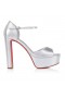 Christian Louboutin Sandaloo 130 Mm Strappy Sandals Laminated Nappa Leather Silver