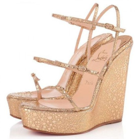 Christian Louboutin 123 Ζέπα 140mm Σφήνες Χρυσό Christian Louboutin Παπούτσια