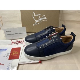 Christian Louboutin F. A. V Fique Ένα Vontade Παπούτσι Δερμάτινο με Τζιν Marine