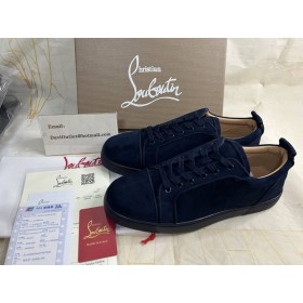 Christian Louboutin Διασκέδαση Louis Junior Χαμηλός-τοπ Πάνινα παπούτσια Veau Velours Ναυτικό Μπλε