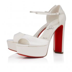 Christian Louboutin Sandaloo 130 Mm Σανδάλια Strappy Κρεπ Σατέν Ελεφαντόδοντου