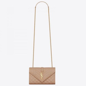 Saint Laurent Μικρός Φάκελος Τσάντα Μπεζ Κόκκους Δέρμα Saint Laurent Τσάντες