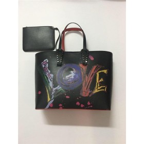 Christian Louboutin Black Γκράφιτι Μοσχάρι Tote Τσάντα