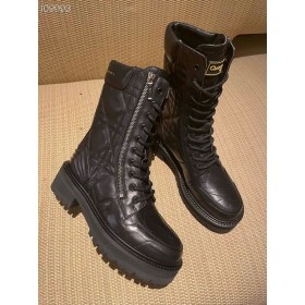 Dior, D-Ηγέτης Ankle Boot Μαύρο Καπιτονέ Cannage Δέρμα Μοσχαριού