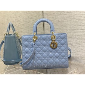 Dior Lady Dior Ορίζοντα Μπλε Cannage Προβιά 32cm