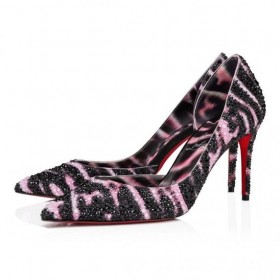 Christian Louboutin Iriza Strass Quagga 85 Mm Αντλίες Veau Velours Και Strass Quagga Πολύχρωμος
