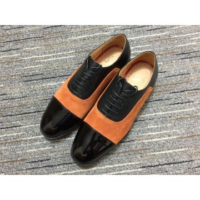 Christian Louboutin Hubertus Oxford Lug-πέλμα Suede και Δέρμα Μαύρο Καφέ