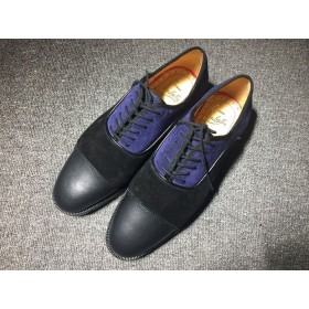 Christian Louboutin Hubertus Oxford Lug-πέλμα Suede και Δέρμα Μαύρο Navy
