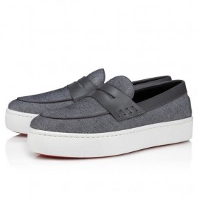 Christian Louboutin Paqueboat Βάρκα Παπούτσια Λινό Χώρα Και Δέρμα Μοσχαριού Καπνιστή Christian Louboutin Παπούτσια