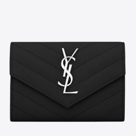 Saint Laurent Μικρός Φάκελος Πορτοφόλι Noir Δέρματος Saint Laurent Πορτοφόλια