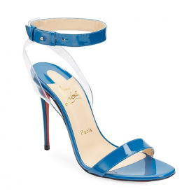 Christian Louboutin Jonatina 100mm Σανδάλια PVC & λουστρίνι Μπλε Christian Louboutin Παπούτσια