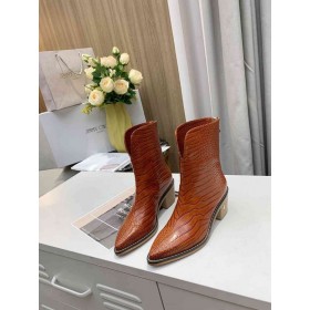Jimmy Choo Ankle Boot 50mm Ανάγλυφο Δέρμα Καφέ