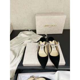 Jimmy Choo Bing 65 Σουέτ Μουλάρια Κρύσταλλο Λουράκι Μαύρο