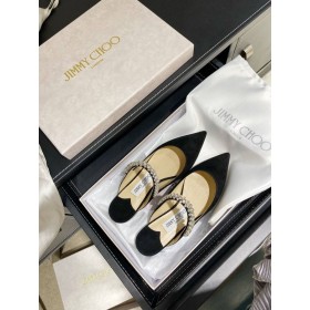 Jimmy Choo Bing Σουέτ Επίπεδη Κρύσταλλο Λουράκι Μαύρο