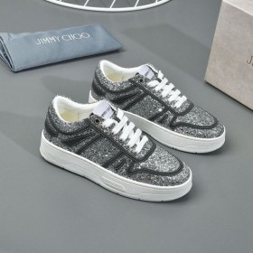 Jimmy Choo Χαβάη F Χαμηλά Τοπ Πάνινα Παπούτσια Μαύρο Ασήμι