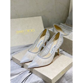 Jimmy Choo Love 85 Glitter Ύφασμα Αντλίες Τούλι Επικάλυψη Αργύρου