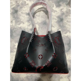 Christian Louboutin Cabarock Αιχμές Tote Ομαλός Loubinthesky Διάτρητο Μαύρο CL Τσάντες