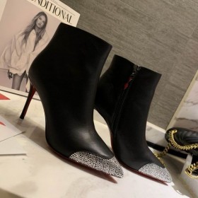 Christian Louboutin Calamijane Μποτάκια 100mm Δερμάτινο Μαύρο Strass