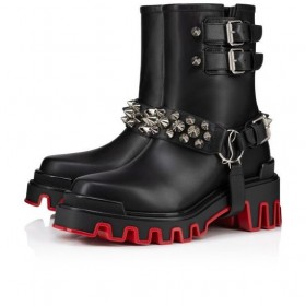 Christian Louboutin Bike Dune Χαμηλές Μπότες Δέρμα Μοσχαριού Black CL Μπότες