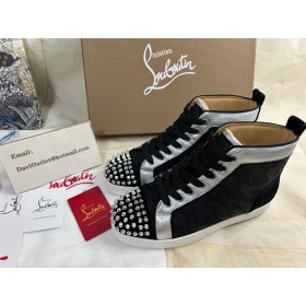 Christian Louboutin Λου Αιχμές Oralto High-top Γυναικών Πάνινα παπούτσια Nubuck Και Δέρμα Μαύρο