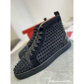 Christian Louboutin Louis Orlato Υψηλός-τοπ Πάνινα παπούτσια Veau Velours και λουστρίνι Μαύρο