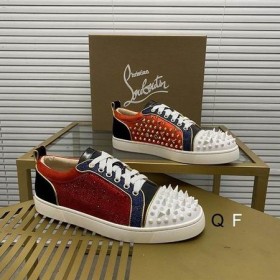 Christian Louboutin Louis Αιχμές Αθλητικά Παπούτσια Σουέτ Δέρμα Και Στρας Πολύχρωμος