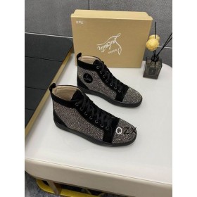 Christian Louboutin Louis Strass Υψηλός-τοπ Πάνινα παπούτσια Σουέτ Μαύρο